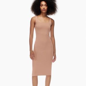 BNWT Babaton Contour Squareneck Midi Dress in Toasty